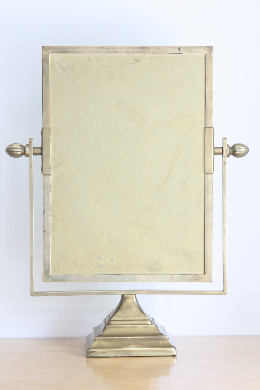 Large Antique Brass Pedestal Vanity Mirror Etsy