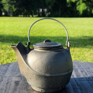 Vintage Cast Iron Teapot with Lid and Handle