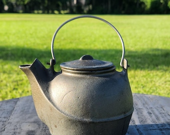 Vintage Cast Iron Teapot with Lid and Handle