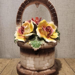 Vintage Capodimonte Ceramic Flower Basket - Made in Italy
