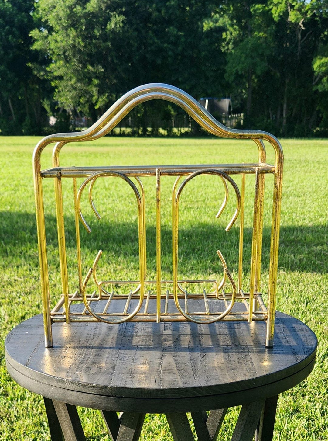 Golden Metal Racks Vintage Gold Metal Magazine Rack - Etsy