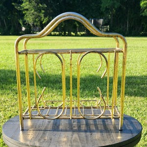 Vintage Gold Metal Magazine Rack