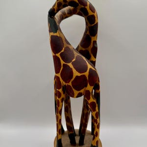 Hand Carved Wooden Giraffe Sculpture - Made in Kenya