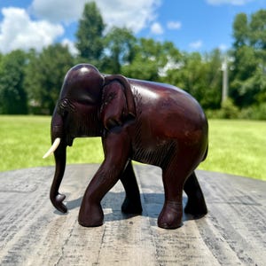 Vintage Resin Elephant Figurine with Tusks