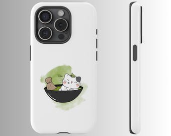 Cute Kitten Matcha Tea Case, Matcha Phone Cover for iPhone 17, 16, 15, 14, 13, 12, 11, XS, XR, X, Samsung S25 Tough Phone Case