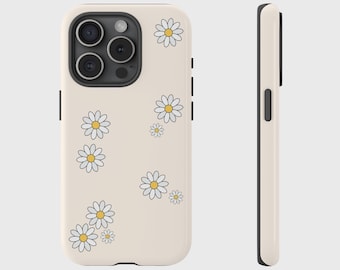 Daisy Flower Beige Phone Case for iPhone 17, 16, 15, 14, 13, 12, 11, XS, XS Max, XR, X Tough Tough Phone Case