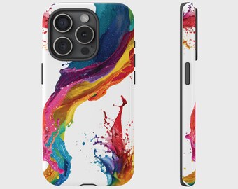 Paint Splash Phone Case, Colourful Aesthetic Cover for iPhone 17, 16, 15, 14, 13, 12, 11, XS, Pixel, Samsung Galaxy Tough Trendy Case