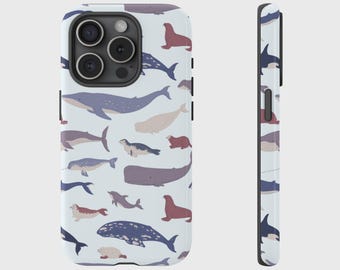 Marine Animals Phone Case, Sea Pattern Cover for iPhone 17, 16, 15, 14, 13, 12, 11, XS, Pixel, Samsung Galaxy Tough Case