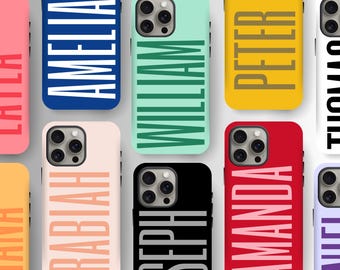 Personalised Name Phone Case, Custom Name Case for iPhone 17, 16, 15, 14, 13, 12, 11, XS, Pixel, Samsung Galaxy Tough Case