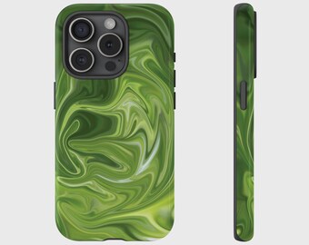 Green Marble Effect Cover for iPhone 17, 16, 15, 14, 13, 12, 11, XS, Pixel, Samsung Galaxy Tough Case