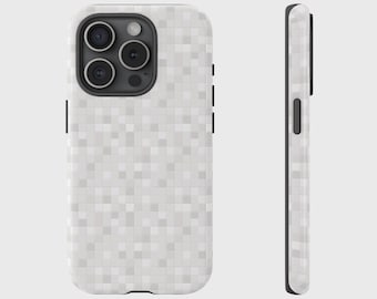 White Tile Pattern Phone Case, Mosaic Cover for iPhone 17, 16, 15, 14, 13, 12, 11, XS, XR, X, Pixel, Samsung Galaxy Tough Case