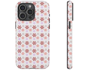 Flower Phone Case, Cute Flower Patterns for iPhone 17, 16, 15, 14, 13, 12, 11, XS, XR, X, Samsung S25, S24, S23, S22 Tough Phone Case