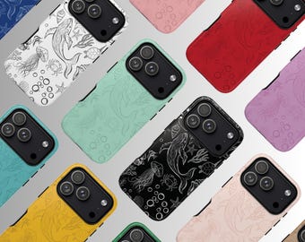 Marine Life Phone Case, Coral Reef Whale Ocean Animals Cover for iPhone 17, 16, 15, 14, 13, 12, 11, XS, Pixel, Samsung Galaxy Tough Case