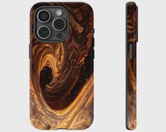 Swirling Dark Wood Pattern Effect Cover for iPhone 17, 16, 15, 14, 13, 12, 11, XS, Pixel, Samsung Galaxy Tough Case