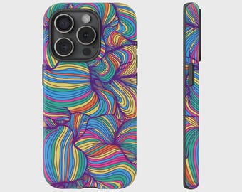 Abstract Psychedelic Pattern Case, Colourful Aesthetic Cover for iPhone 17, 16, 15, 14, 13, 12, 11, XS, Pixel, Samsung Galaxy Tough Case