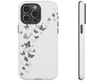 Etui na telefon z motylem, urocze czarne etui z motylem na iPhone'a 17, 16, 15, 14, 13, 12, 11, XS, XR, X, Samsunga S25, S24, wytrzymałe etui na telefon