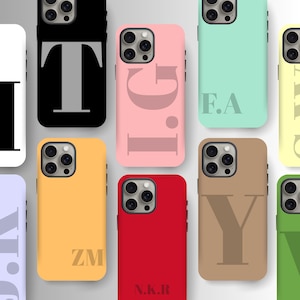 Personalised Initials Phone Case, Custom Letter Case, Custom Name Case for iPhone 17, 16, 15, 14, 13, 12, 11, XS, XS Max, XR, X Tough Case