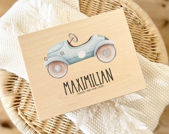 Auto Erinnerungskiste Kinder, Vintage, Holzkiste jungen Baby, Geschenk Geburt, Erinnerungsbox Baby, Einschulung, Personalisiertes Geschenk