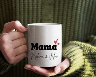 Personalisierte Mama Tasse mit Namen Kinder einzigartig Kaffeetasse Mom Geschenk Keramik Muttertag Geburtstagsgeschenk Muttertagsgeschenk