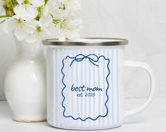 Best Mom Coquette Personalisierte Mama Tasse mit Namen Kinder Emailletasse Mama Geschenk Keramik Muttertag Geburtstagsgeschenk