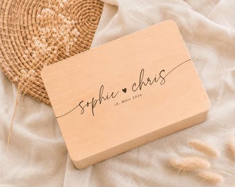 Erinnerungskiste Hochzeit, Hochzeitsgeschenk, Erinnerungsbox Hochzeit Holzkiste, personalisiertes Geschenk Hochzeit Hochzeitsbox Namen