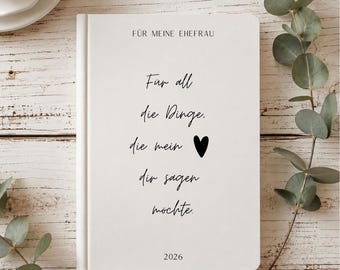 Personalisiertes weißes A5 Notizbuch mit Liebesspruch, 160 linierten Seiten und Gummiband – Geburtstag, Jahrestag, Hochzeitstag