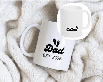 Personalisierte Papa Tasse mit Fußabdruck Namen Est. Kaffeetasse Papa Geschenk Keramik Vatertag Geburtstagsgeschenk Vatertagsgeschenk