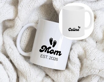 Personalisierte Mama Tasse Est. Namen Kinder Fußabdruck Kaffeetasse Mom Geschenk Keramik Muttertag Geburtstagsgeschenk Muttertagsgeschenk