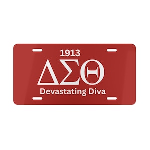 Delta Sigma Theta Vanity Plate: Red & White Sorority Car Tag