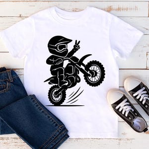 Motocross Kid SVG PNG Digital Download - Dirt Bike Clipart, Cricut Cut File, Vinyl Decal, T-Shirt Design, DIY Craft, Wheelie Art, Printable image 2