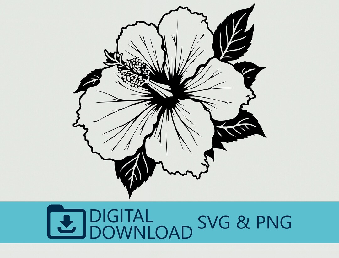 Detailed Hibiscus SVG Tropical Flower Cut File Exotic Floral Svg for ...