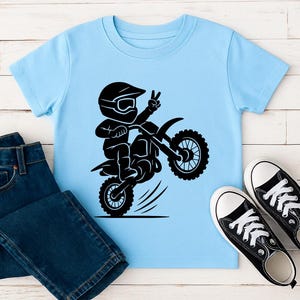 Motocross Kid SVG PNG Digital Download - Dirt Bike Clipart, Cricut Cut File, Vinyl Decal, T-Shirt Design, DIY Craft, Wheelie Art, Printable image 5