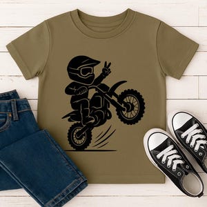Motocross Kid SVG PNG Digital Download - Dirt Bike Clipart, Cricut Cut File, Vinyl Decal, T-Shirt Design, DIY Craft, Wheelie Art, Printable image 3