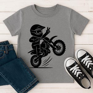 Motocross Kid SVG PNG Digital Download - Dirt Bike Clipart, Cricut Cut File, Vinyl Decal, T-Shirt Design, DIY Craft, Wheelie Art, Printable image 4