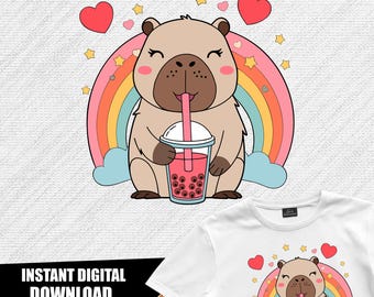 Capybara SVG Cute Animal Cut File Capybara Svg for Cricut Silhouette Flower Capybara Png Digital Download Kawaii Animal Clipart Svg for Kids