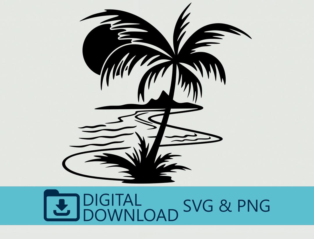 Palm Tree SVG Beach Scene Cut File Tropical Island Svg for Cricut ...