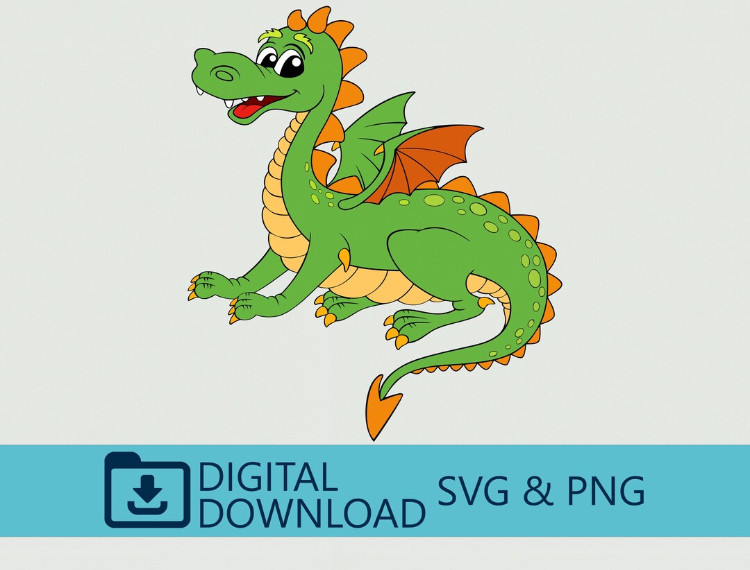 Cute Dragon SVG & PNG Digital Download - Fantasy Clipart, Cricut File ...