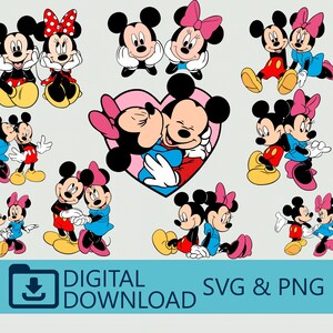 Unique designs 10 Mouse SVG Bundle - Romantic Couple Designs, Digital Download SVG and PNG for Cricut, Valentine Gift, printable svg file
