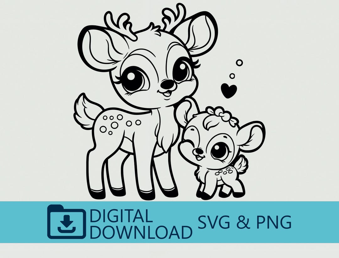 Cute Deer Family SVG & PNG Digital Download Deer Clipart, Cricut File ...