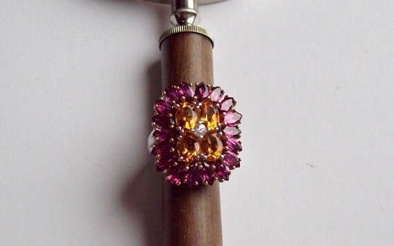 Sterling Silver Large Statement Ring with Pink an… - image 5