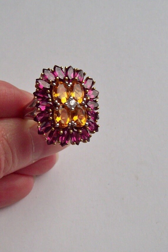 Sterling Silver Large Statement Ring with Pink an… - image 7