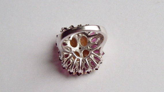 Sterling Silver Large Statement Ring with Pink an… - image 6