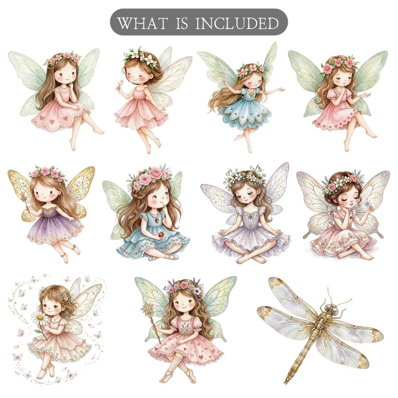 Watercolor Magical Garden Fairies Clipart, Enchanted Forest PNG for ...
