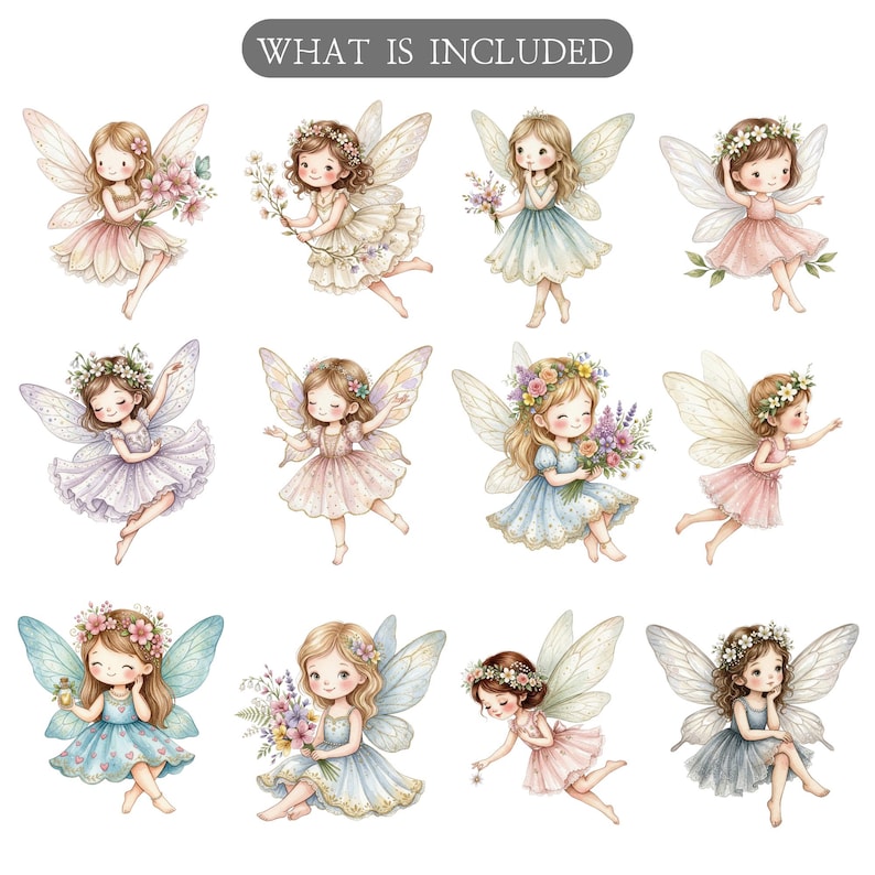 Watercolor Magical Garden Fairies Clipart, Enchanted Forest PNG for ...