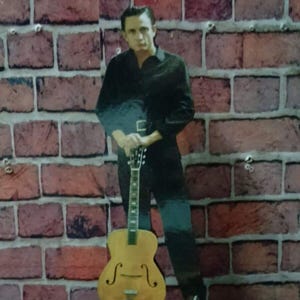 JOHNNY CASH 8" EXIBIÇÃO Figura Recortada Estátua Standup Decoração Guitarra