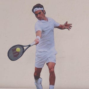Figura de pie de ROGER FEDERER de 8" para exhibición, estatua recortada, decoración de pie, tenis de Wimbledon