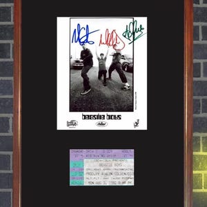 BEASTIE BOYS 1992 FRAMED 17&quot;x13&quot; Signed Photo & Concert Ticket Display Repro