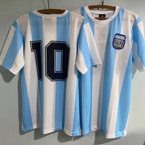 ARGENTINA 1986 Home RETRO Shirt -- Diego MARADONA #10 World Cup Mexico &#39;86 Jersey Soccer National Team Afa