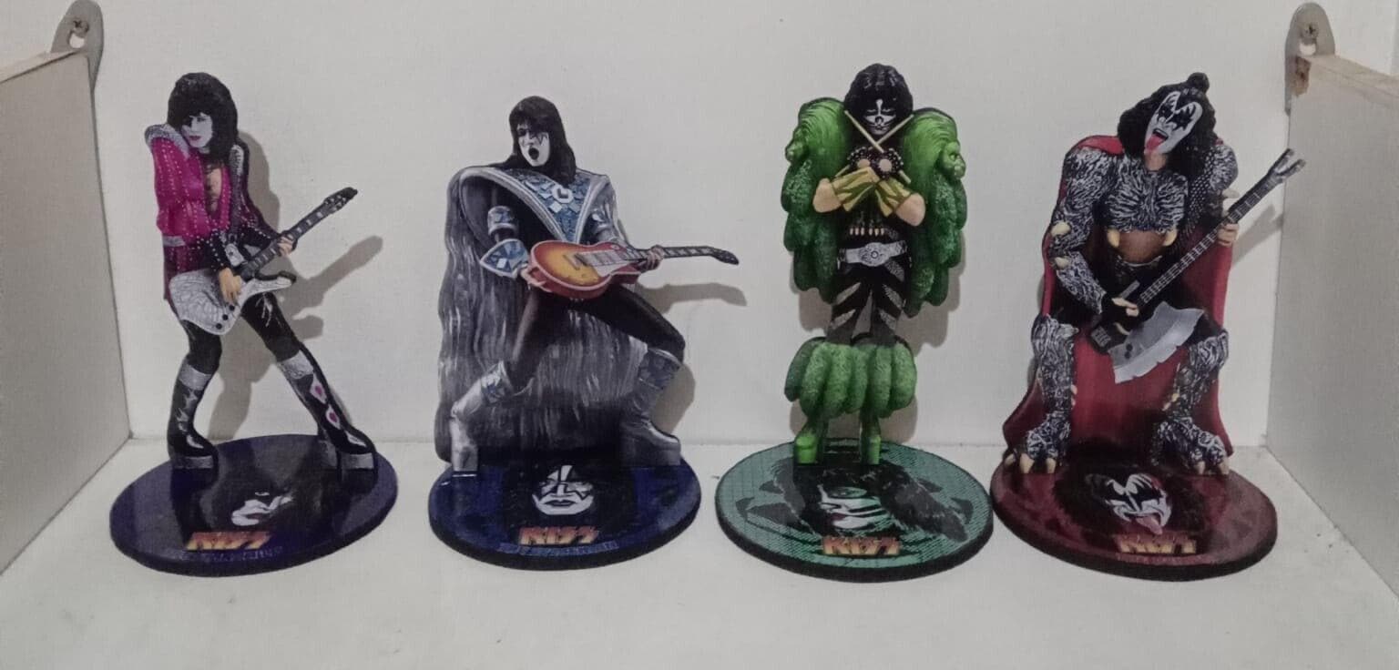 KISS Band x4 DISPLAY STANDEES 8" Figures Cutout Statues Standup Decor