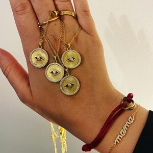 Evil eye pendant charm necklace gold